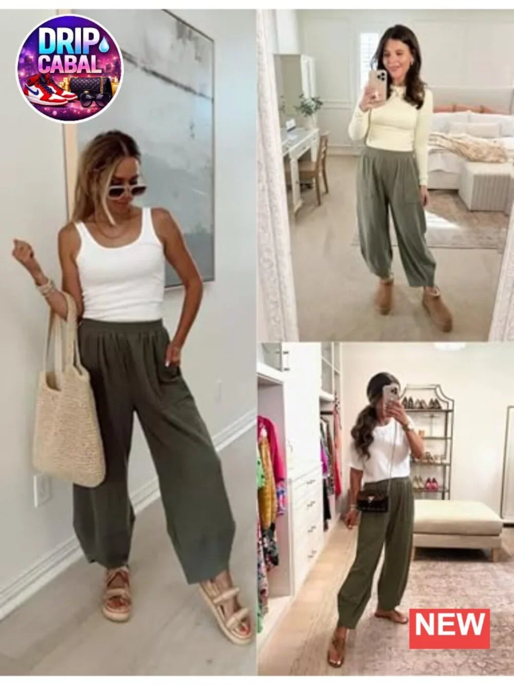 Baggy Wide Leg Harem Pants High Rise Sweatpants with Pockets Casual Lounge